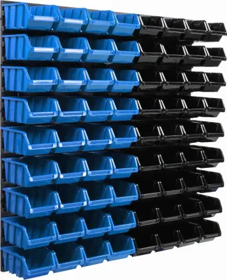 Image de Système de stockage Étagère murale 77 x 78 cm avec 72 boîtes Bleu et noir