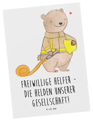 Produktbild von Mr. & Mrs. Panda Postkarte Freiwilliger Held - Weiß - Geschenk, Postkarten, Grußkarte, Fotokarte, Ansichtskarten, Engagement, Aufmerksamkeit, Helfer, Danke sagen