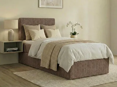 Produktbild von Boxspringbett RALFI 100 x 200 cm (Rechte Seit) mit Bettkästen, Bonell-Matratze H2 und T25-Topper. Farbe: Braun