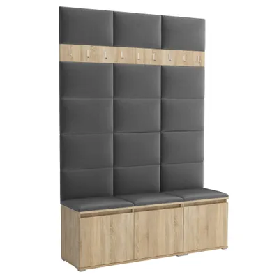 Produktbild von Garderobe LUTON 3 SONOMA 15 – Farbe Sonomaholz, moderner Schrank 40x150x213 cm, funktionale Lösung für den Flur, Garderobeschrank, Flurmöbel