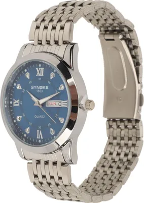 Produktbild von Uhr für Männer Quarz Tag Datum wasserdicht lässig Luxus leuchtende Mode Kleid Uhr mit Legierung Uhrenarmband für Business Silber Blau