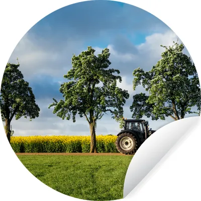 Produktbild von MuchoWow® Runde Wandtattoo - Wandsticker Tapete Aufkleber Traktor - Baum - Blumen Ø 80 cm Selbstklebend und Repositionierbar - Wandaufkleber - Kreis - Mauerkreis - Wand Bilder - Wandsticker - Wohnzimmer Dekoration - Dekoration für die Wände - Aluminium - Babyzimmer