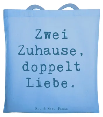 Produktbild von Mr. & Mrs. Panda Jutebeutel Spruch Trennung von den Eltern - Sky Blue - Geschenk, schwierige Zeiten, Tragetasche, Familienleben, Tote Bag, Trostspender, Vertrauem, Beutel