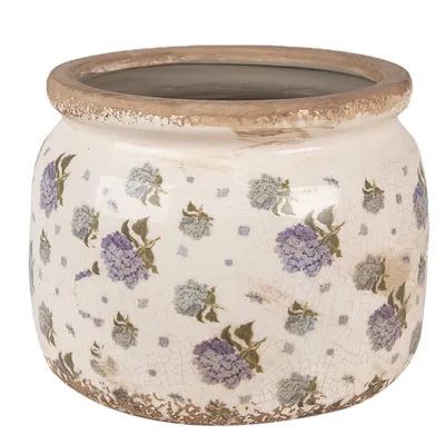 Obrázok produktu pre Clayre & Eef Kvetináč Ø 20x15 cm Béžová Modrá Keramické kvety