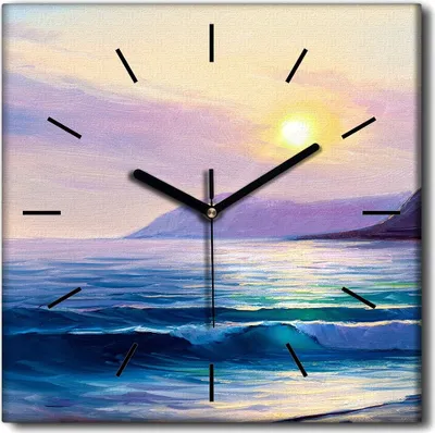Produktbild von Coloray Uhr auf Leinwand 30x30 cm Wand Uhr Dekoration Wohnzimmer Segeltuch schwarze Hände -Meerseerwellen