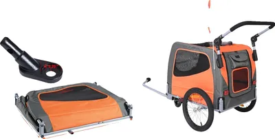 Zdjęcie produktu dla Przyczepka rowerowa dla psów, transporter dla zwierząt 2 w 1, regulowany uchwyt, 30 kg