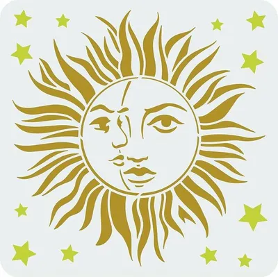 Produktbild von GKA Schablone Sonne Mond und Sterne 30 cm Dekoration Schablone Wandtattoo Wandschmuck