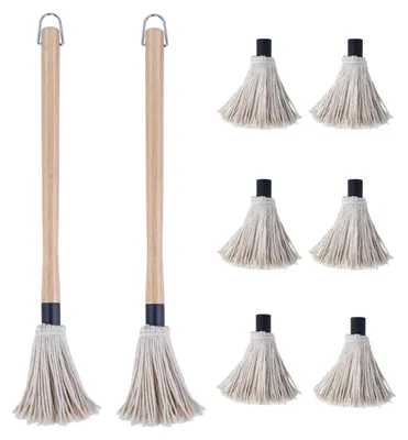 Imagen del producto de Juego de brochas para parrilla, 2 unidades con 6 cabezales de repuesto, 45 cm (18 pulgadas), con mango de madera, para uso en la cocina