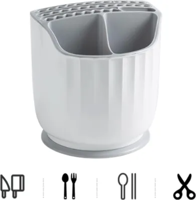 Image de Porte-ustensiles rotatif à compartiments multiples en plastique pour comptoir de cuisine Porte-couteaux-baguettes