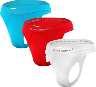 Immagine prodotto di Perizoma da uomo Sesto Senso CL13 3-pack - Intimo da uomo senza cuciture ed elastico - Perizoma moderno in diversi colori - Vestibilità comoda - Taglie S/M e L/XL - Ideale per l'abbigliamento quotidiano e lo sport