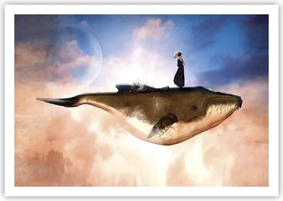 Produktbild von Poster - Poster ohne Rahmen - Wal Frau Himmel - 100x70 cm - Wand Bild - Wanddeko - Wandbilder - Kunstposter - Wandposter - Bilder - Kunstdruck - Wanddekoration - Wandbild - P2XAA100x70-5040