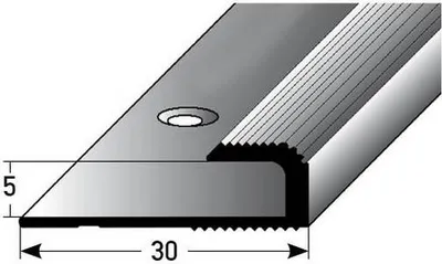 Produktbild von PROVISTON | Einfassprofil | Aluminium eloxiert | Goldfarbig | Breite 30 mm | Höhe 5 mm | Länge 2700 mm | Gebohrt | Abschlussprofil | Einschubprofil | Abschlussleiste | Bodenprofil | 1 Stück