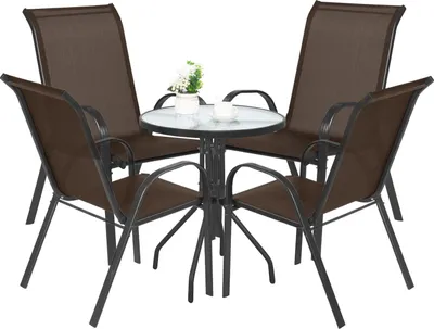 Produktbild von Runder Tisch ISLAND 60cm + 4x SOFIA Stuhl braun