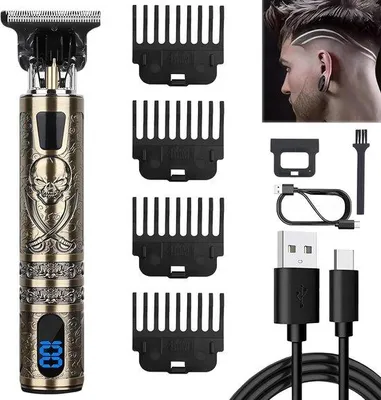 Productafbeelding van Professionele Haartrimmer en Baardtrimmer met LED Display, 4 Opzetstukken (1.5 - 4 mm), Waterdicht en Draadloos voor Nauwkeurig Scheren