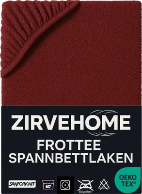 Produktbild von Frotte Spannbettlaken 90x200-100x200 cm - Winter Spannbetttuch Baumwolle Bettlaken für Matratzen bis 25 cm Höhe, Bordeaux
