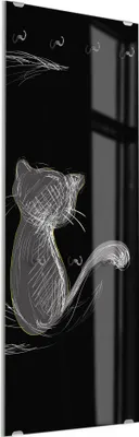 Produktbild von DEQORI Kleiderhaken aus Glas 50x125 cm 'Die Katze und der Mond' Wand Garderobe Haken