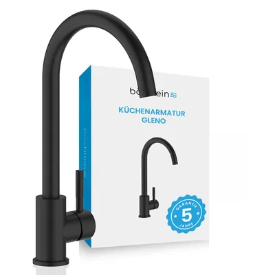 Produktbild von Bächlein Küchenarmatur 360 Grad schwenkbar Farbe schwarz matt – Einhand-Spültischbatterie mit 360° schwenkbarem Auslauf, Wasserhahn für die Küche in extra massiver Ausführung