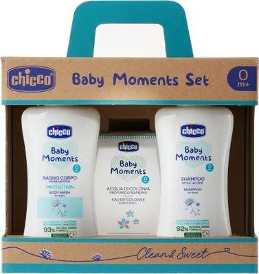 Immagine prodotto di Set Chicco Baby Moments: lozione da bagno, 200 ml + shampoo, 200 ml + eau de toilette, 100 ml