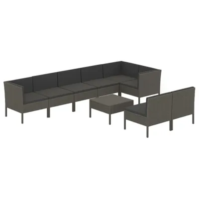 Produktbild von vidaXL 9-tlg. Garten-Lounge-Set mit Auflagen Poly Rattan Grau