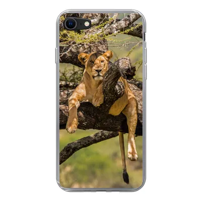 Produktbild von MuchoWow® Handyhülle Schutzhülle Hülle für iPhone 8 Löwe - Baum - Braun Silikon Softcase Handy Hülle - Schutzhaube