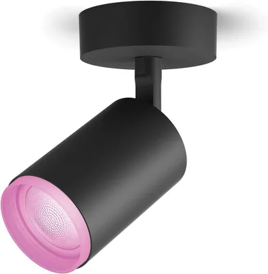 Produktbild von Philips Hue White and Color ambiance Fugato 1er-Spot, Bluetooth/Zigbee, Schwarz, LED, Metall, GU10, Multi