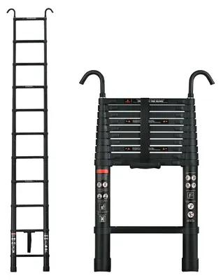 Obrázok produktu pre Hliníková teleskopická rebrík - 3,2 m - 2 odnímateľné háky na strechu - nosnosť do 150 kg