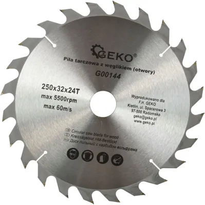 Obrázek produktu pro Geko G00144 Tct - Pilový kotouč na dřevo (250 x 32 x 24 T, 12 ks)