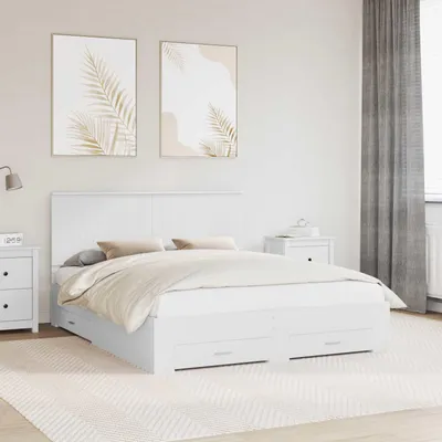 Obrázek produktu pro Maison Exclusive – rám postele s čelem, bílá, 160 x 200 cm, dřevěný materiál