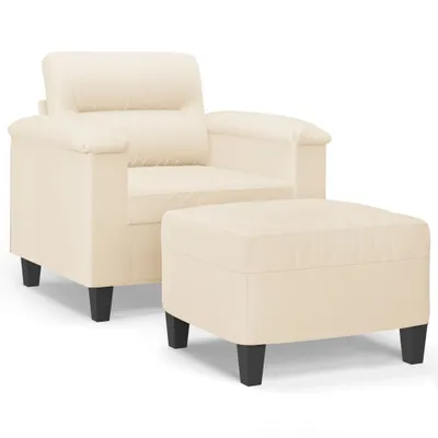 Image de Fauteuil avec repose-pied Beige 60 cm Tissu microfibre