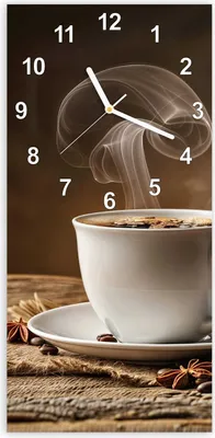 Produktbild von Wanduhr aus Glas mit Motiv Kaffeegenuss- 30 x 60 cm - inkl. Aufhängesystem