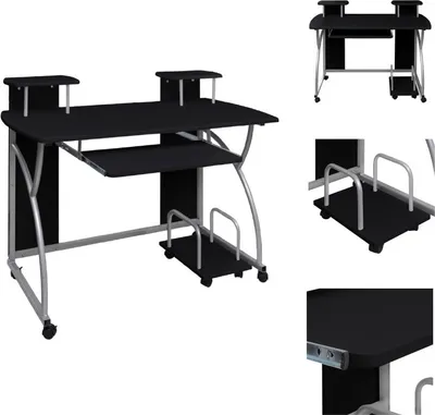 Zdjęcie produktu dla vidaXL Biurko komputerowe czarne 110x52x88,5 cm materiał drewnopochodny - Biurka