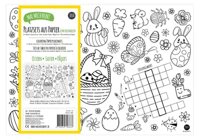 12 Platzsets zum Ausmalen Ostern, 32x22 cm, Kinderbeschäftigung