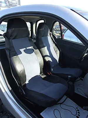 Imagen del producto de 2 fundas para asientos, protectores para asientos, color y gris. Protector para asiento delantero, de una sola pieza, de alta calidad, fabricado en poliéster, nuevo y con ajuste perfecto