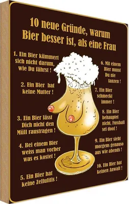 Produktbild von vianmo Holzschild 30x20 cm Alkohol 10 Gründe Bier besser als Frau