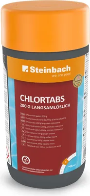Produktbild von Steinbach | Chlortabs 200g | langsamlöslich | ideal für Poolpflege | effiziente Desinfektion | 1 kg Packung