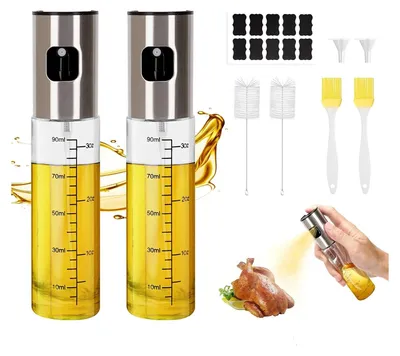 Produktbild von 2 Stück Ölsprüher für Speiseöl, Glas 2x100 ml Öl Sprühflasche, Ölspray zum Kochen, Oil Sprayer Öl Spray, Öl Sprüher für Heißluftfritteuse Salat Grillen Braten