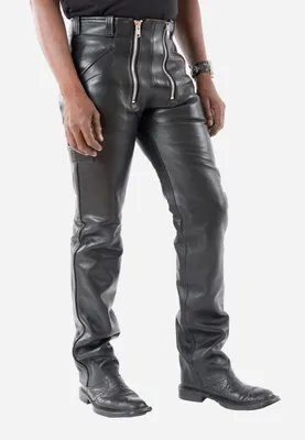 Image de Tschul Zimmermann Zunfthose Pantalon en cuir de vache nappa - Noir / 32