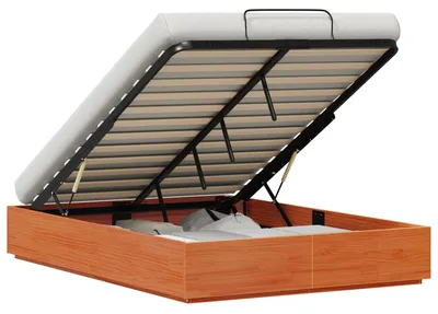 Zdjęcie produktu dla Rama łóżka vidaXL Ottoman, kolor brązowy woskowany, 135 x 190 cm