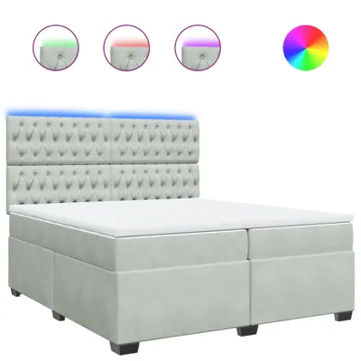 Produktbild von Boxspringbett mit Matratze Hellgrau 200x200 cm Samt