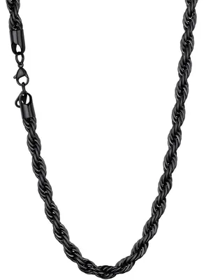 Produktbild von Kordelkette Edelstahl 18k vergoldet 6mm breit 76cm Schwarz