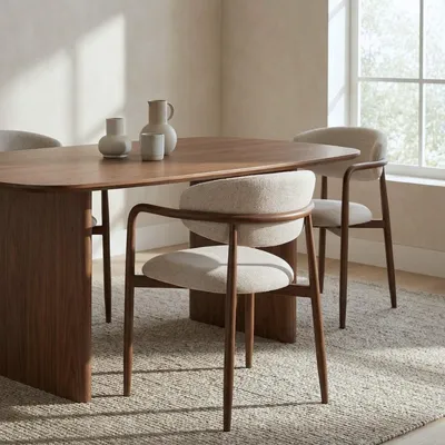 Produktbild von Giga Meubel Esszimmerstuhl Alexia - Mit Armlehne Beige Stoff