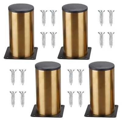 Obrázek produktu pro Sada čtyř nožiček na nábytek, výška 10 cm, zlatá barva, materiál: hliník, vhodné pro stoly, skříně, pohovky