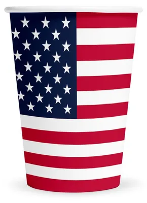 Produktbild von Einweg-Pappbecher im USA-Design, 210 ml, 8 Stück