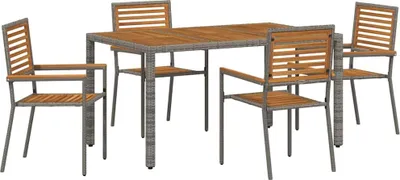 Produktbild von vidaXL Garten Essgruppe 5 pcs Grau und Braun Poly-Rattan