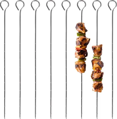 Zdjęcie produktu dla Kompletny zestaw zawierający 8 metalowych szpikulców do grillowania i pieczenia w piekarniku