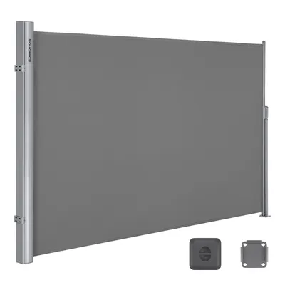 Produktbild von SONGMICS Alu Seitenmarkise 200 x 400 cm 280 g/m² ausziehbar Sichtschutz, Sonnenschutz für Balkon & Terrasse hellgrau ASG204G03