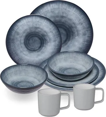 Produktbild von Kampeerservies aus Melamin - 8-teilig - Antislip - Grau
