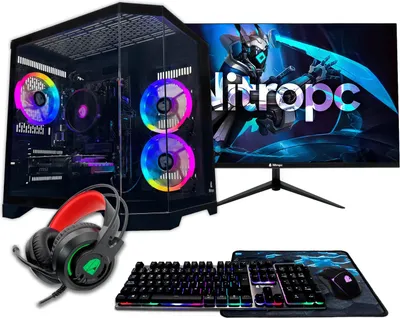 Immagine prodotto di Nitropc Gaming PC Pack Silver - AMD Ryzen 5 5500, NVIDIA RTX 3050 6GB, 16GB DDR4, M.2 1TB, Nero - Monitor 24" FullHD