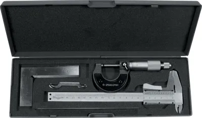 Produktbild von Schieblehre Mikrometer Stahlmaßstab Haarwinkel 4-tlg. Satz Messwerkzeug