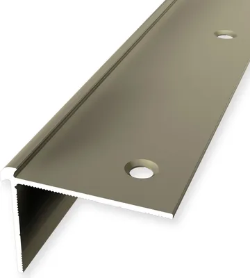 Produktbild von Treppenkantenprofil 29 x 39 x 2500 mm Winkelprofil Einfasshöhe 2.5 mm Aluminium Glatt Doppelt Versetzt Versenkt Gebohrt Sand Küberit